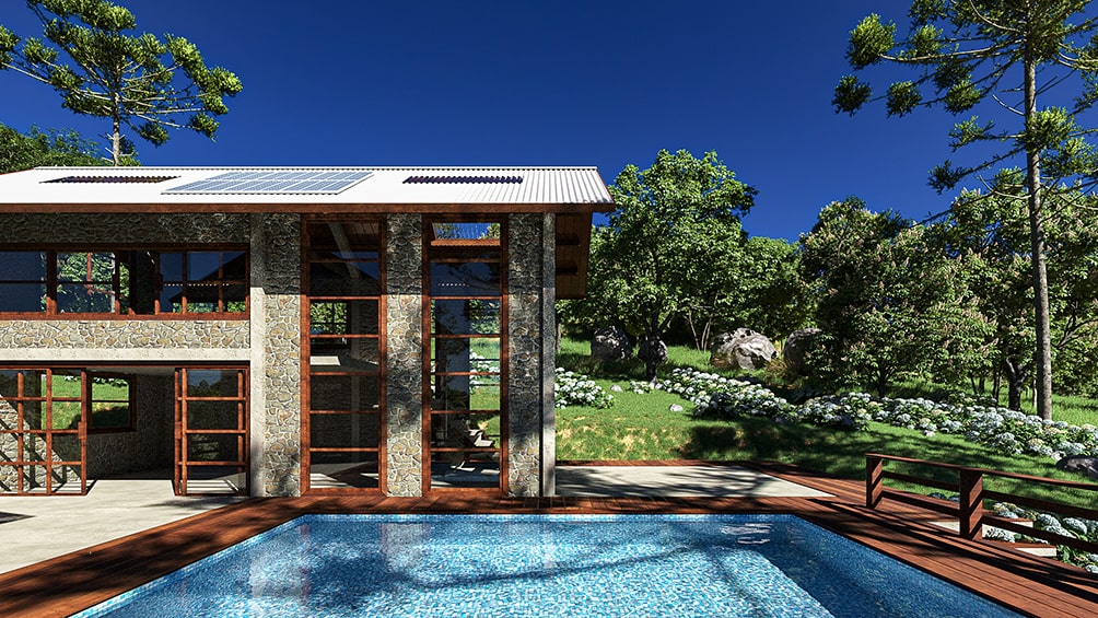 Projeto para construção de casa com piscina no alto da montanha