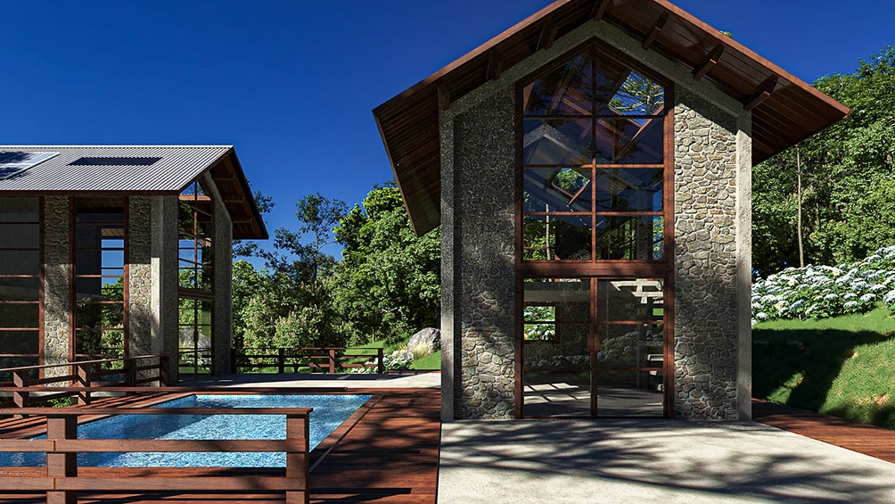 Projeto para construção de casa com piscina no alto da montanha